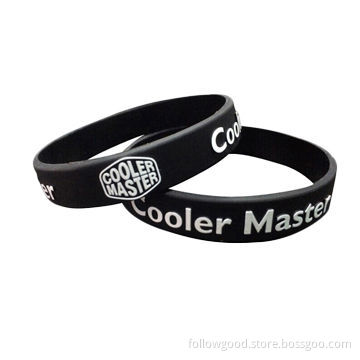 High Quality Black Debossed Silicone Wristband, Nontoxic